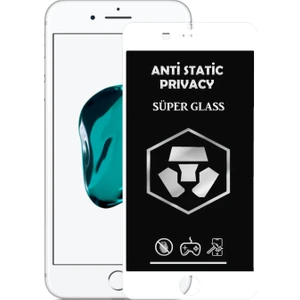 Caseart Apple iPhone 7 Plus Tam Kaplayan Anti Statik Hayalet Süper Cam Ekran Koruyucu - Beyaz