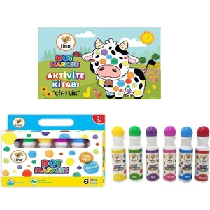 Dot Markers 6’lı Yıkanabilir Kalem ve Çiftlik Boyama Kitabı Set