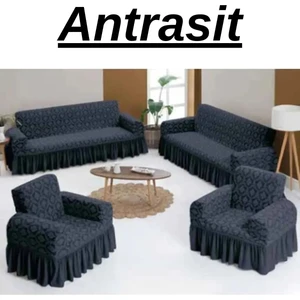 Jakarlı 3+3+1+1 Koltuk Takımı Örtüsü. Lastikli, Esnek, Yıkanabilir Koltuk, Kanepe, Çekyat Kılıfı