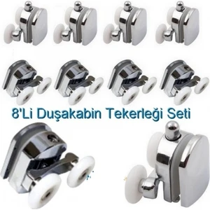 Euromix Cam Duşakabin Tekerleği Çiftli Takım 8'li Parça