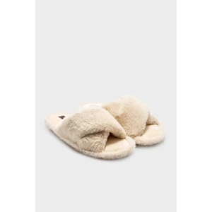 Çapraz Peluş Kadın Ev Terliği Bej 36/41 CC0188