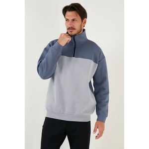 Regular Fit Fermuarlı Dik Yaka Içi Tüylü Yumuşak Şardonlu Kışlık Sweat Erkek Sweat 5905343