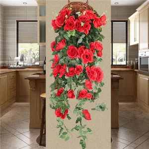Yapay Gül Çiçek Asılı Bitki Duvar Ev Balkon Sepeti Dekor 2'li Paket (Yurt Dışından)