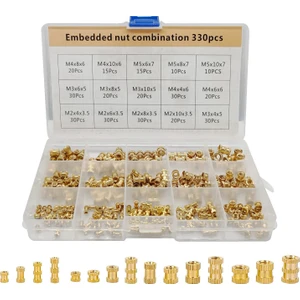330 Adet Pirinç Dişli Ekleme Somunları M2 M3 M5 Dişi Konu Tırtıllı Somun Ekler Gömme Somun 3D Baskı Parçası (Yurt Dışından)
