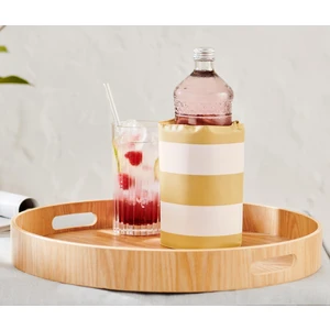 Şişe Soğutucu Kılıf Sarı-Beyaz Çizgili Polyester Malzeme ile 37,5 x 16 cm Boyutunda