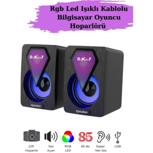 Bilgisayar Hoparlörü Rgb LED Işıklı Laptop Gaming Oyuncu Hoparlörü 1+1 Ses Sistemi Spreaker
