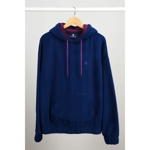 ADAM BOXES Oversize Kapüşonlu Polar Sweatshirt N-Myndo - Lacivert