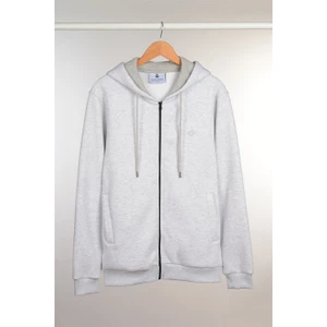 ADAM BOXES Fermuarlı Kapüşonlu Sweatshirt N-Halicarna - Açık Gri