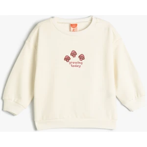 Sweatshirt Uzun Kollu Bisiklet Yaka  Mantar Baskı Detaylı Pamuklu