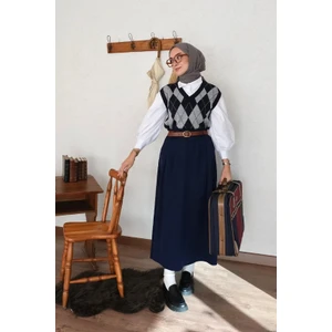 Ceylan Otantik Tek Düğmeli Etek
