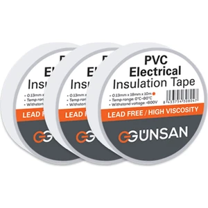 Günsan Elektrik 3 Adet Günsan Elektrik Beyaz Izole Bant 0.13X18MMX10M