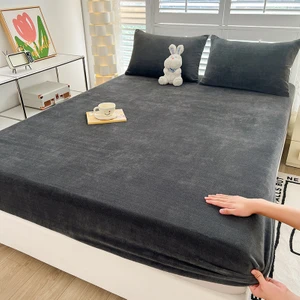 Fashion Boutique Kış Kalınlaştırılmış Süt Pazen Yatak Başlığı Üç Parçalı Yatak Örtüsü Koruyucu Hafif Lüks Cilt Dostu Gri Kaymaz (Yurt Dışından)