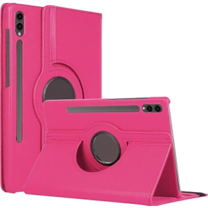Samsung Galaxy Tab S9 Plus X810 Kılıf 360 Rotating Stand Deri Koyu Pembe