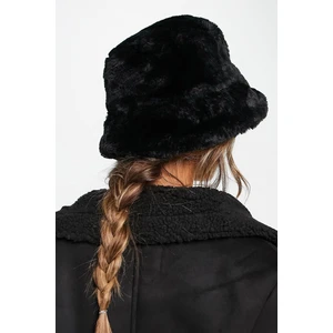 Siyah Peluş Yumuşak Dokulu Bucket Şapka