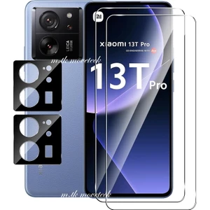 M.TK Moveteck Xiaomi Mi 13T & Xiaomi Mi 13T Pro Kamera Koruma Lens Koruyucu Cam + 9h Temperli Ekran Camı 2in1 Set