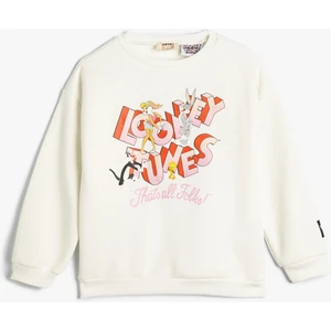 Sweatshirt Looney Tunes Baskılı Lisanslı Uzun Kollu Bisiklet Yaka Şardonlu