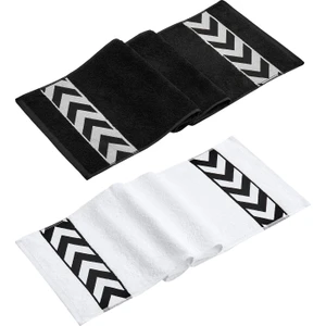 Vevien Home Sergeant  30X100 cm  PAMUK(450 Gsm) Siyah-Beyaz 2'li Spor Havlusu Fitness Gym Golf Boks Havlusu