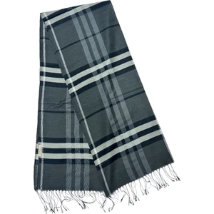 Hit Dükkan Ekose %80 Yün %20 İpek Siyah Gri Kareli Şal 70X177 cm