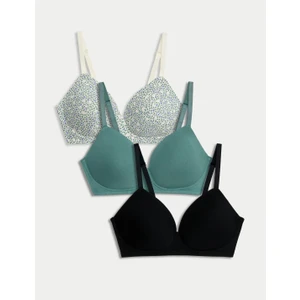 Marks & Spencer 3'lü Destekli Pamuklu T-Shirt Sütyeni Seti