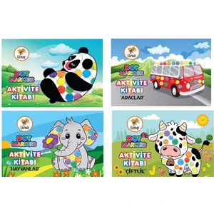 Dot Marker Boyama Kitapları Araçlar - Hayvanlar - Çiftlik 4'lü Set