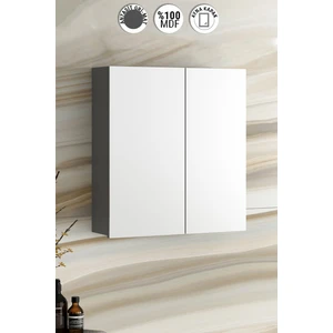 Çiğdem 65 cm Antrasit Gri Mat Mdf Aynalı Asma Banyo Üst Dolabı