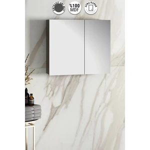 Çiğdem 80 cm Antrasit Gri Mat Mdf Aynalı Asma Banyo Üst Dolabı