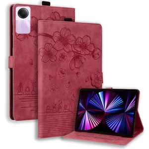 Xiaomi Redmi Pad Se Tablet Deri Kılıf Tutucusu Çiçek Kedi Kalıcı Stand Tablet Kapak (Yurt Dışından)