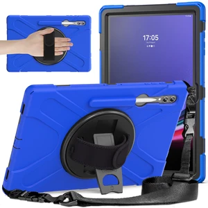 Samsung Galaxy Tab S9 Ultra X910 / S8 Ultra X900 / X906 Pc+Silikon Tablet Kılıf El Bant Kickstand Strap ile (Yurt Dışından)