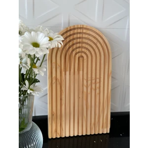 Sunum Tepsisi Ahşap Oymalı Yarım Gökkuşağı Dekoratif Tepsi Sunum Tepsisi Ahşap Stand Büyük Boy