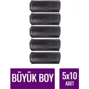 Çöp Torbası Büyük Boy 10’lu 5 Rulo Kalın 65X70 Çöp Poşeti