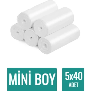 Çöp Torbası Mini Boy Küçük 40'lı 5 Rulo 40 x 50 cm Çöp Poşeti