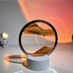 Home Dekor Hediye Turuncu 7 Inç Kum Sanatı LED Işıklı Kum Saati Ev Ofis Dekorasyonu Hediye 3D Gece Lambası Kum Sanatı