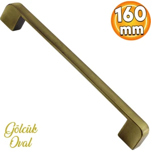 Gölcük Oval (160 mm - 16 cm) Antik Sarı Metal Mobilya Mutfak Dolabı Çekmece Kapı Dolap Kapak Kulpu Kulbu Kulpları