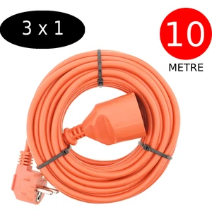 10 Metre Uzatma Kablosu 3 x 1 mm Ttr Bakır Kablo Erkek Fiş Dişi Fiş Baskılı Seyyar Ara Kablo