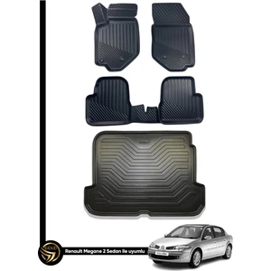 Renault Megane 2 Sedan 3D Havuzlu Oto Paspas ve Bagaj Havuzu Dizayn Seti