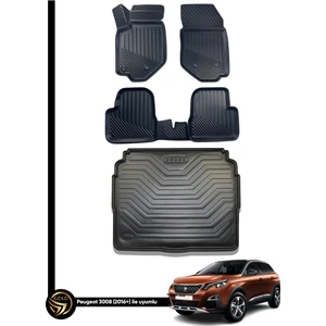 Peugeot 3008 2016+ 3D Havuzlu Oto Paspas ve Bagaj Havuzu Dizayn Seti