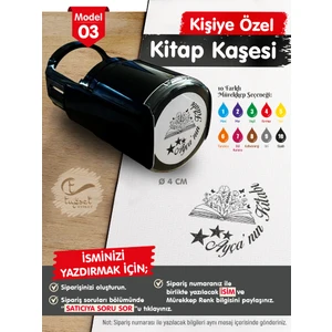 Tuğset Etiket Kişiye Özel Isim Yazılı Kitap Kaşesi - Isme Özel Kitap Mühürü M3-T646