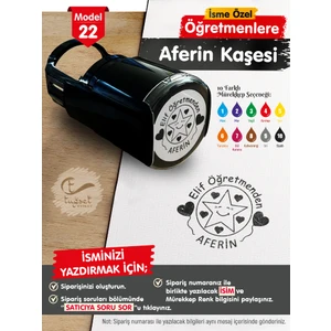 Tuğset Etiket Isme Özel Öğretmenlere Aferin Kaşesi - Aferin Mühürü M22-T665