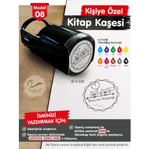Tuğset Etiket Kişiye Özel Isim Yazılı Kitap Kaşesi - Isme Özel Kitap Mühürü M8-T651