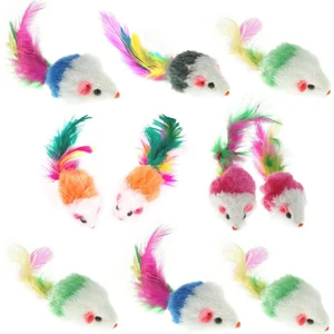 10 Adet Peluş Fare Kedi Oyuncak Renkli Peluş Fare 4.5x2.5cm (Yurt Dışından)