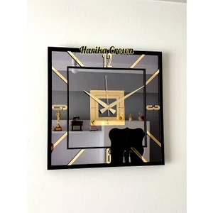 Harika Crown Gerçek Aynalı Dekoratif Duvar Saati (40- 50 Cm)