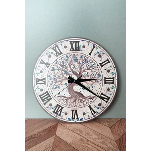 Ağaç Uv Baskılı Roma Rakamlı Duvar Saati