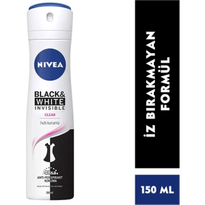 NIVEA Kadın Sprey Deodorant Invisible Black&White Clear 150 ml x3 Adet,48 Saat Anti-perspirant Koruma