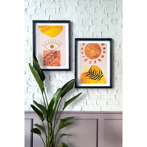 Göz Desenli 2'li Set, 3 mm Mdf, Siyah Ahşap Çerçeveli, Uv Baskılı