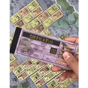 Kağıt Gemi Dükkan Altın Yaldızlı Vintage Kahve Temalı İlanlar 120 Adet Sticker /Etiket/Çıkartma/Bullet Journal Scrapbook