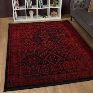 Giza Home Afgan Türkmen Otantik Desenli Bordo Oturma Odası Salon Mutfak Halısı 5364A_ZS47