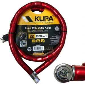Kupa Hırdavat Kupa Vinil Kaplı Çelik Kablolu Esnek Motosiklet Kilidi - 22 mm - 150 Cm.