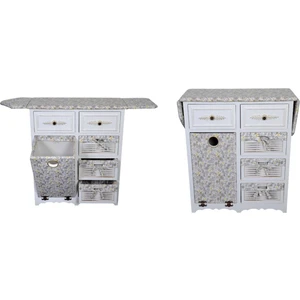 Ahşap Kirli Sepetli Çekmeceli Dolaplı Ütü Masası