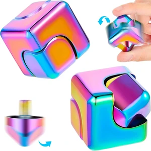 Parça Fidget Cube Spinner Anti-Anksiyete Odaklama Fidget Oyuncakları 4'ü 1 Arada Dönen Oyuncak Neon Gökkuşağı Metalik Odaklama Fidget Oyuncakları Yetişkinler Için Küp Parmak Üstü A (Yurt Dışından)