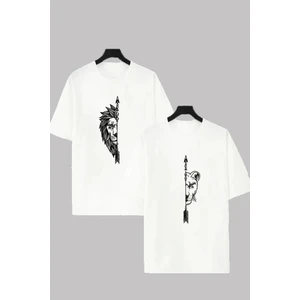 Kadın Erkek Dişi ve Erkek Aslan Çiftler Sevgili Çift Kombini Tasarım Oversize T-Shirt 2'li Takım